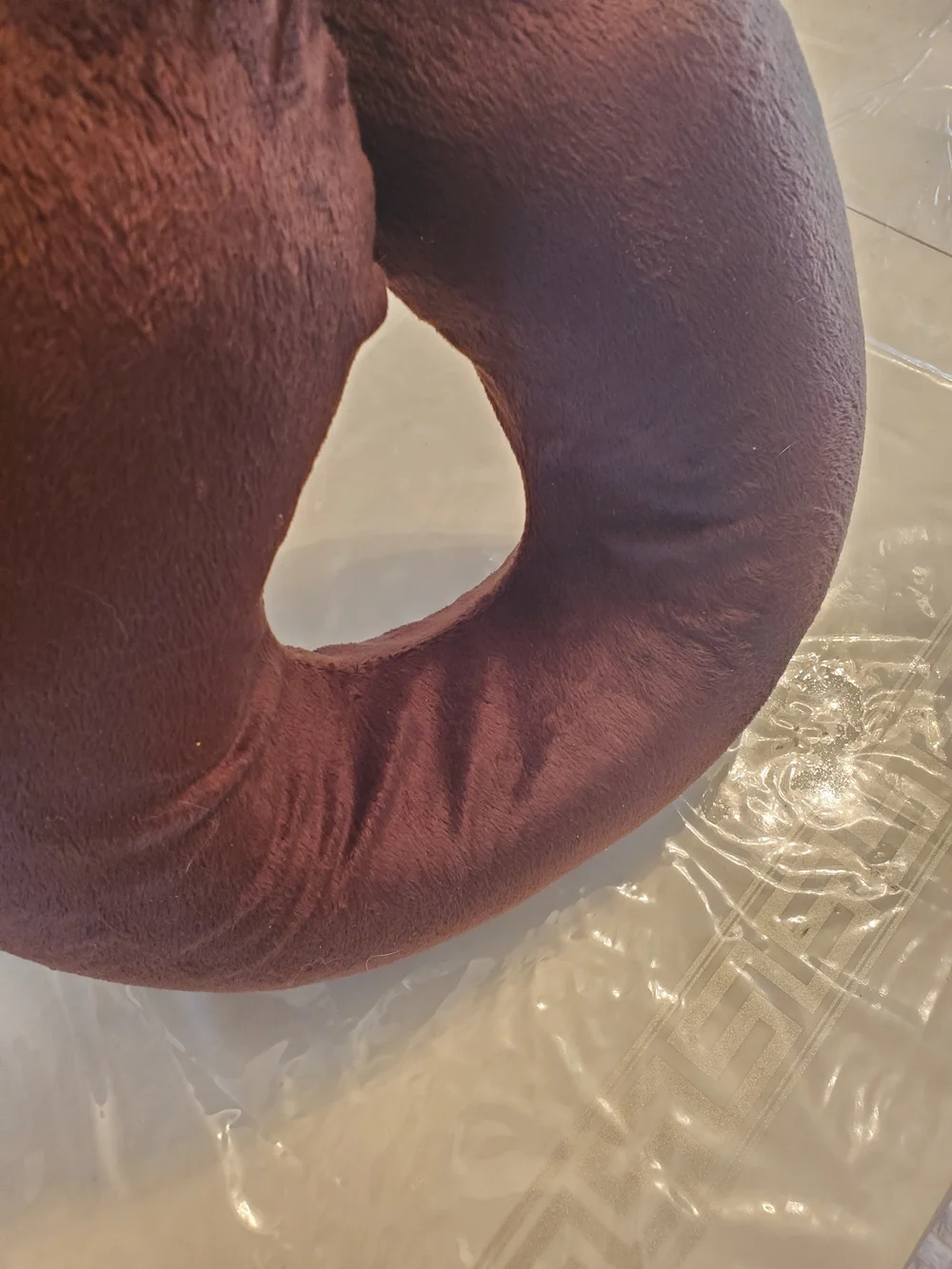 Plush Brown U-Shaped Neck Pillow - Travel Comfort